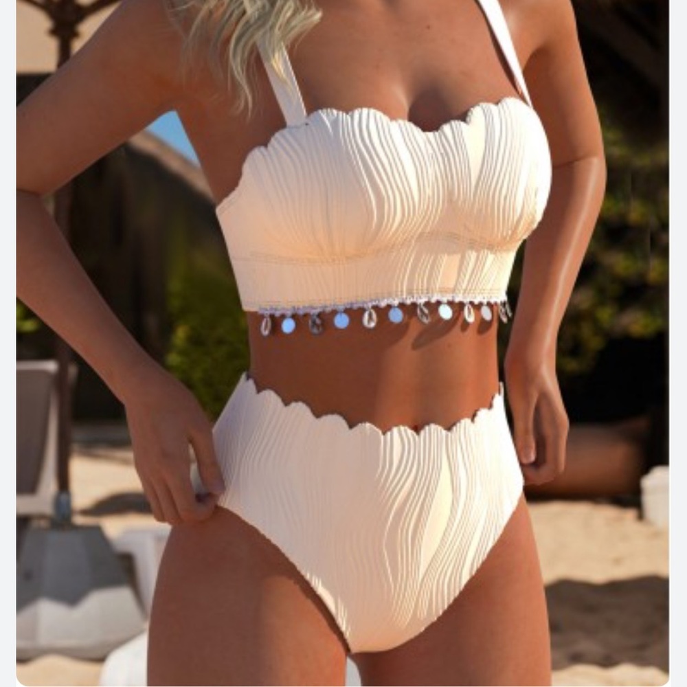 Cream Scalloped Bikini Set